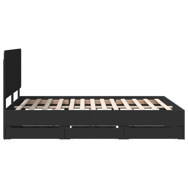 Bettrahmen mit Schubladen Schwarz 160 x 200 cm Ingenieurs Holz