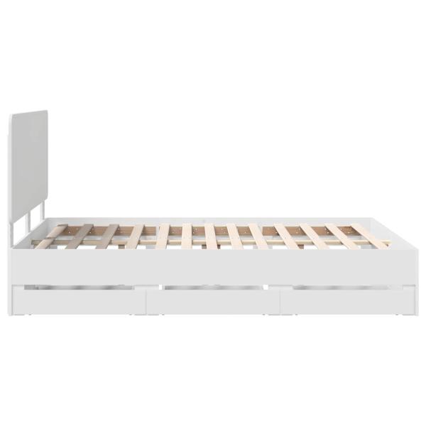 Bettrahmen mit Schubladen Weiß 140 x 200 cm Ingenieurs Holz