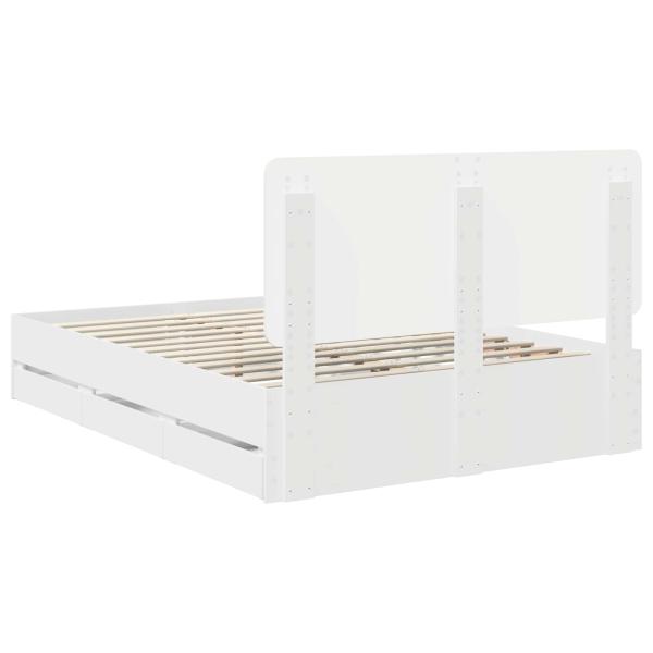 Bettrahmen mit Schubladen Weiß 140 x 200 cm Ingenieurs Holz