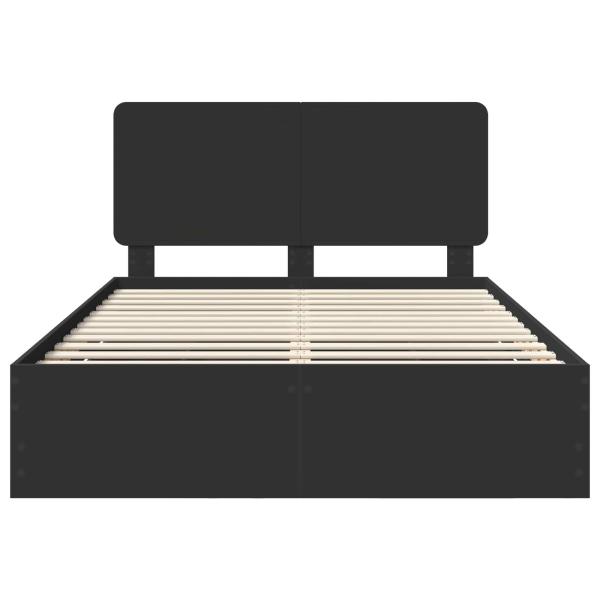Bettrahmen mit Schubladen Schwarz 140 x 200 cm Ingenieurs Holz