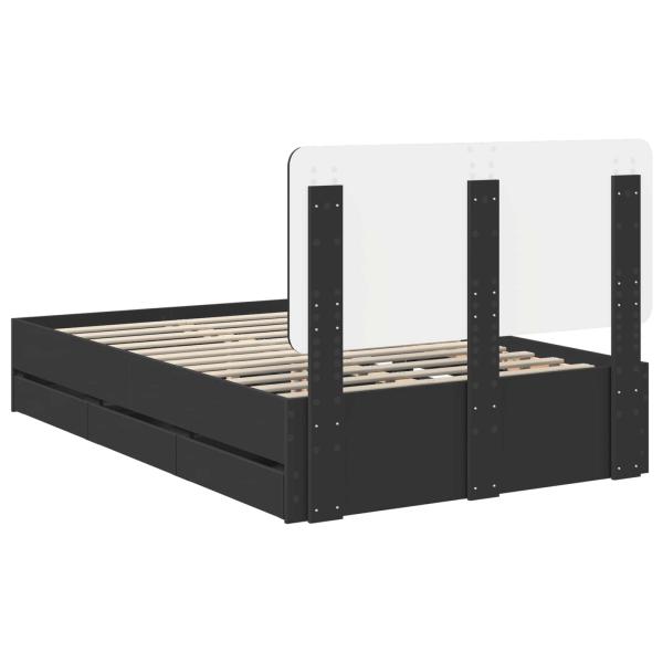 Bettrahmen mit Schubladen Schwarz 120 x 190 cm Ingenieurs Holz