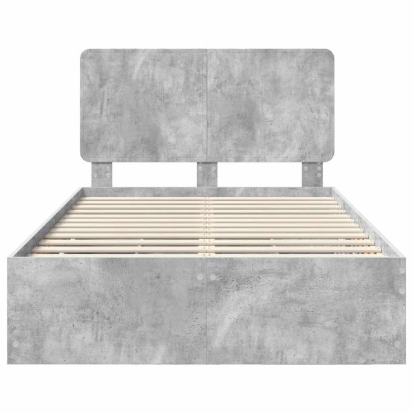 Bettrahmen mit Kopfteil Beton Grau 120 x 190 cm Ingenieurs Holz