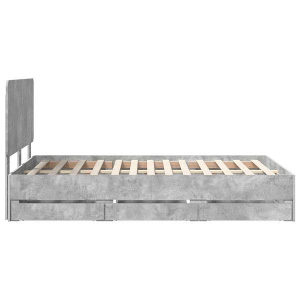 Bettrahmen mit Kopfteil Beton Grau 120 x 190 cm Ingenieurs Holz