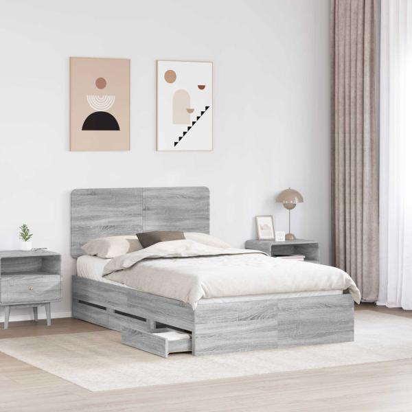 Bettrahmen Graues Sonoma 120 x 190 cm Ingenieurs Holz