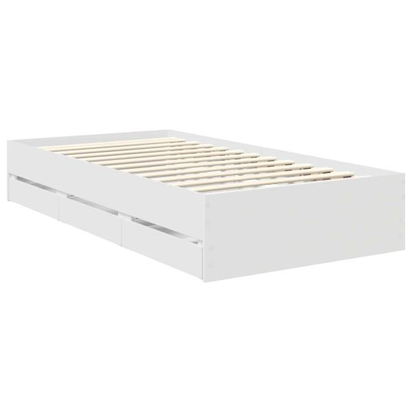 Bettrahmen mit Schubladen Weiß 100 x 200 cm Ingenieurs Holz