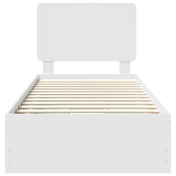 Bettrahmen mit Schubladen Weiß 100 x 200 cm Ingenieurs Holz