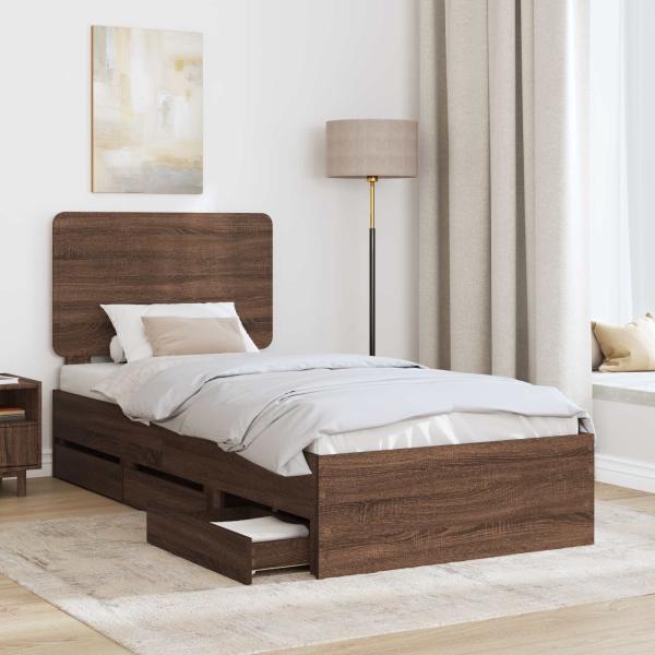 Bettrahmen Braun Eichen-Optik 90 x 190 cm Ingenieurs Holz