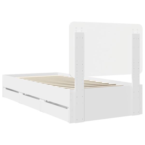 Bettrahmen mit Schubladen Weiß 75 x 190 cm Ingenieurs Holz