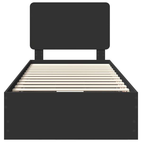 Bettrahmen mit Schubladen Schwarz 75 x 190 cm Ingenieurs Holz