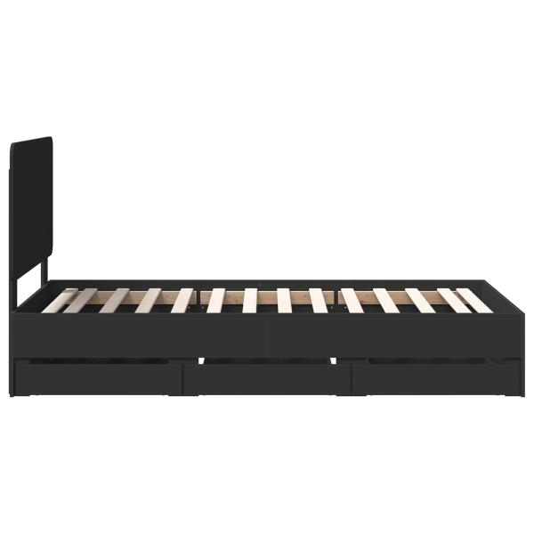 Bettrahmen mit Schubladen Schwarz 75 x 190 cm Ingenieurs Holz