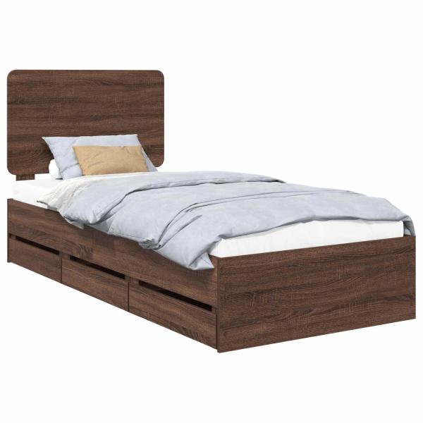 Bettrahmen Braun Eichen-Optik 75 x 190 cm Ingenieurs Holz