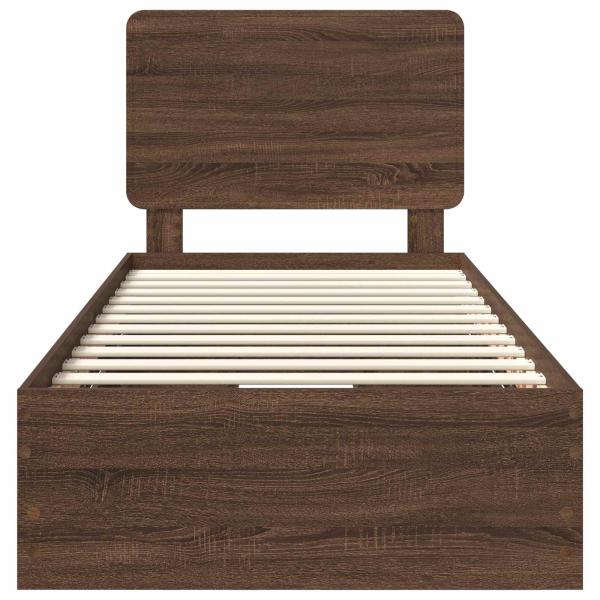 Bettrahmen Braun Eichen-Optik 75 x 190 cm Ingenieurs Holz