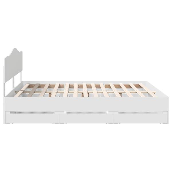 Bettrahmen mit Schubladen Weiß 200 x 200 cm Ingenieurs Holz