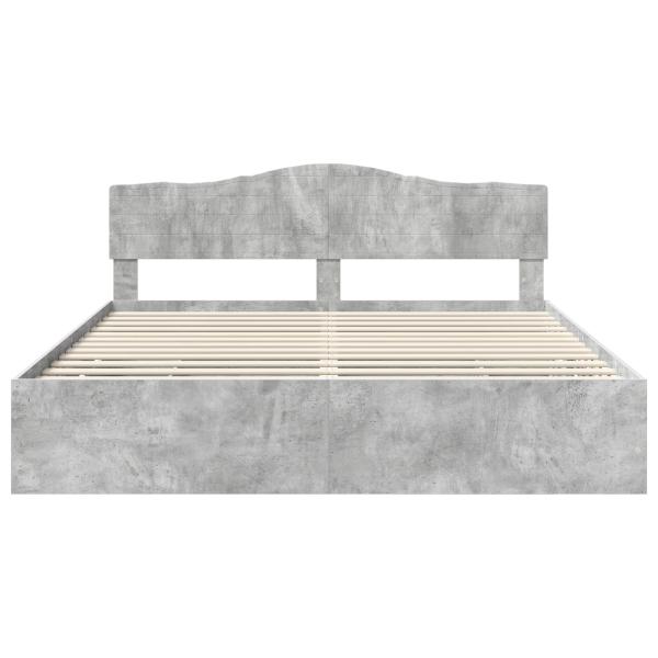 Bettrahmen mit Kopfteil Beton Grau 200 x 200 cm Ingenieurs Holz