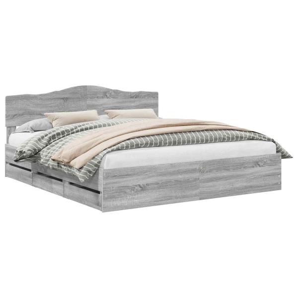 Bettrahmen Graues Sonoma 200 x 200 cm Ingenieurs Holz