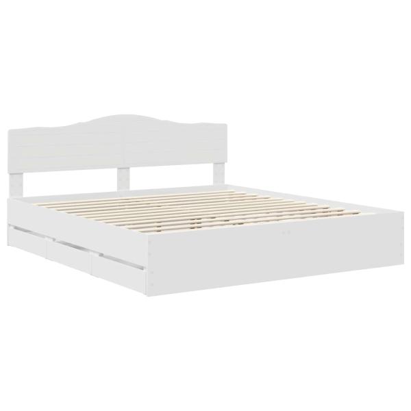 Bettrahmen mit Schubladen Weiß 180 x 200 cm Ingenieurs Holz
