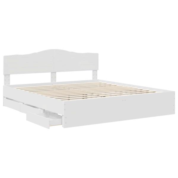 Bettrahmen mit Schubladen Weiß 180 x 200 cm Ingenieurs Holz