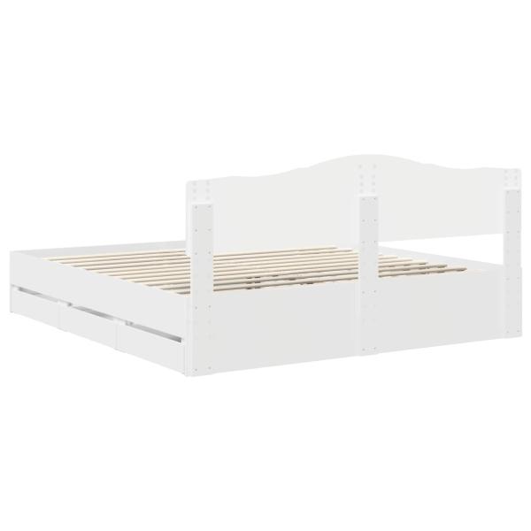 Bettrahmen mit Schubladen Weiß 180 x 200 cm Ingenieurs Holz