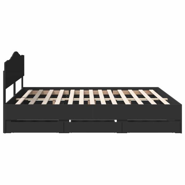 Bettrahmen mit Schubladen Schwarz 180 x 200 cm Ingenieurs Holz