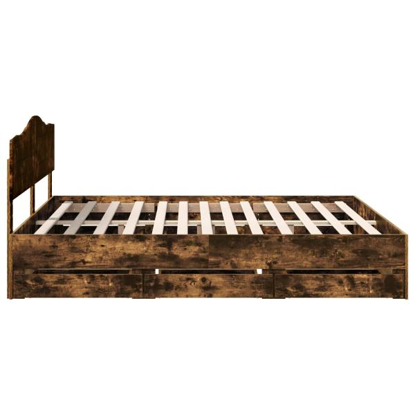 Bettrahmen Geräucherte Eiche 180 x 200 cm Ingenieurs Holz