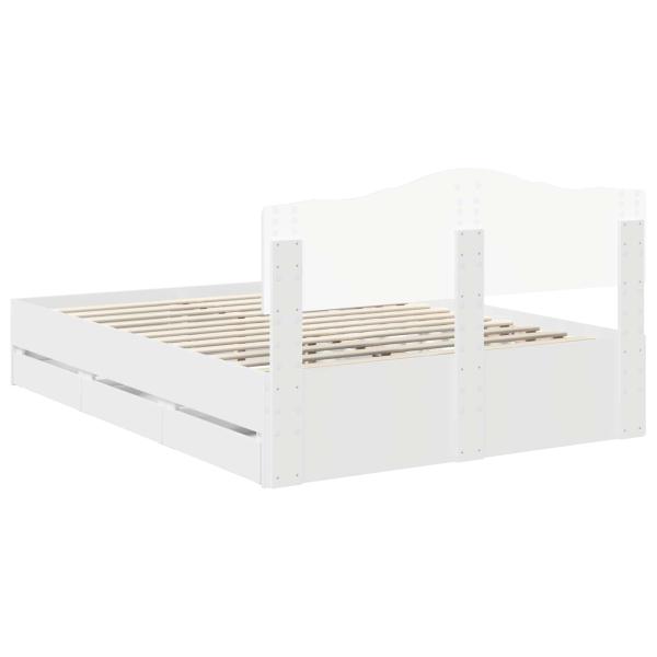Bettrahmen mit Schubladen Weiß 160 x 200 cm Ingenieurs Holz