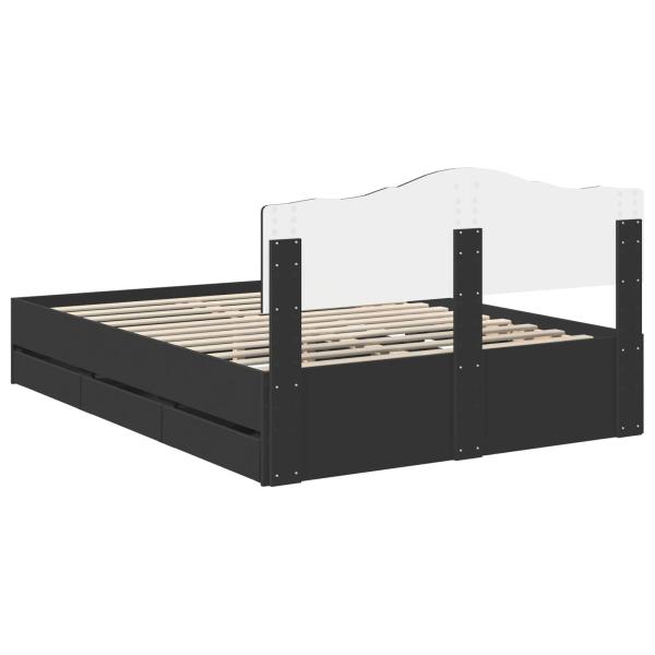 Bettrahmen mit Schubladen Schwarz 160 x 200 cm Ingenieurs Holz