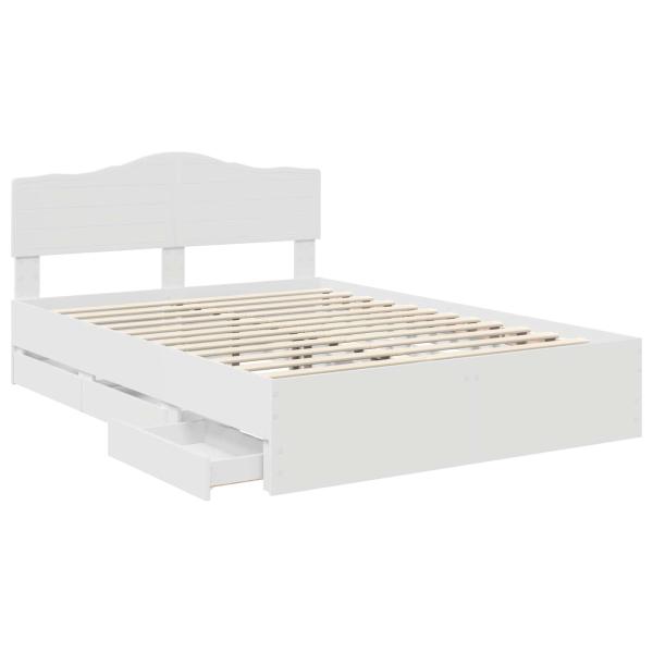 Bettrahmen mit Schubladen Weiß 140 x 190 cm Ingenieurs Holz