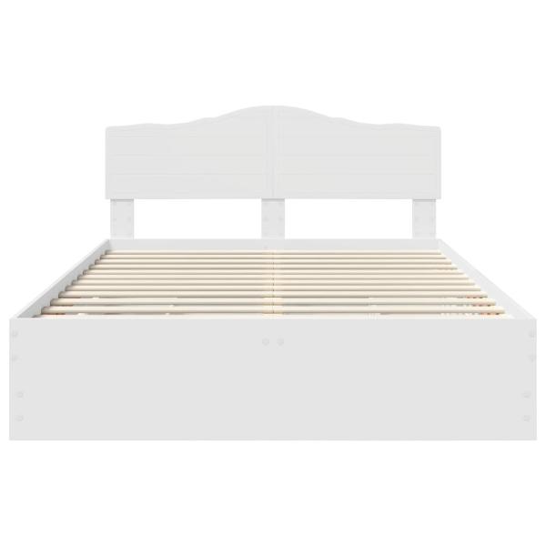Bettrahmen mit Schubladen Weiß 140 x 190 cm Ingenieurs Holz