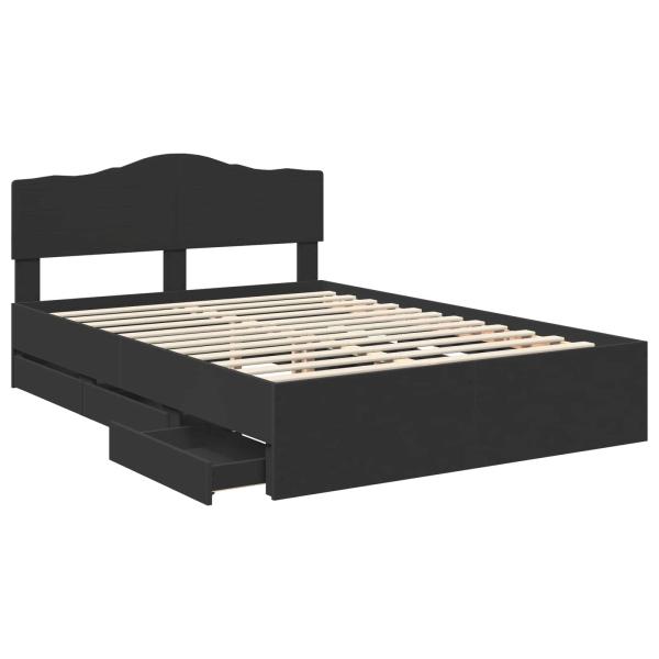 Bettrahmen mit Schubladen Schwarz 140 x 200 cm Ingenieurs Holz
