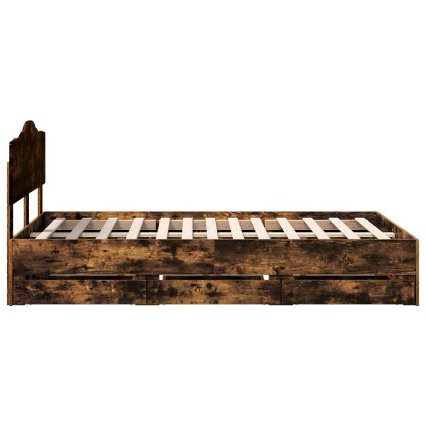 Bettrahmen Geräucherte Eiche 135 x 190 cm Ingenieurs Holz