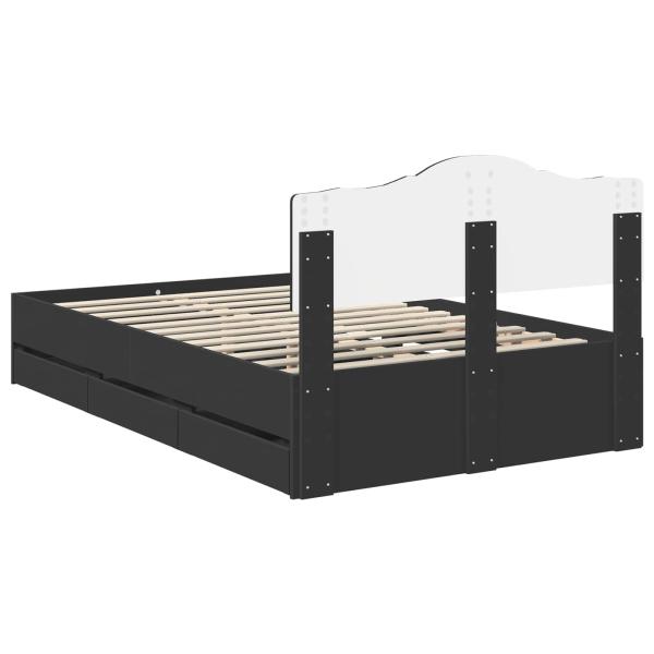 Bettrahmen mit Schubladen Schwarz 120 x 190 cm Ingenieurs Holz