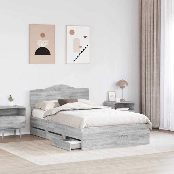 Bettrahmen Graues Sonoma 120 x 190 cm Ingenieurs Holz