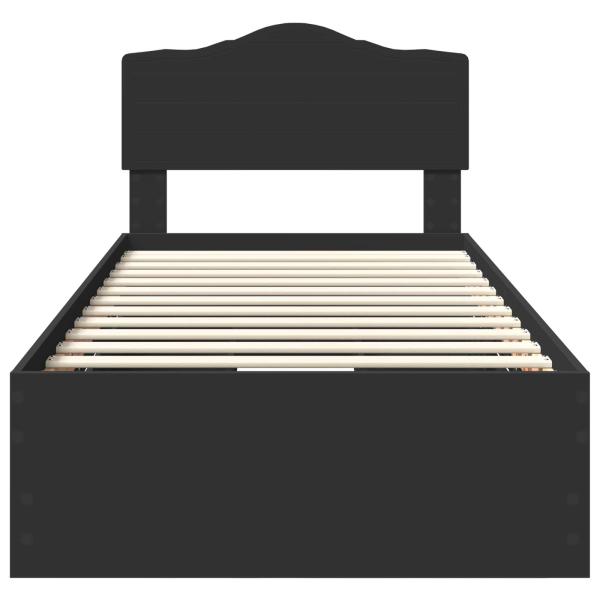 Bettrahmen mit Schubladen Schwarz 100 x 200 cm Ingenieurs Holz