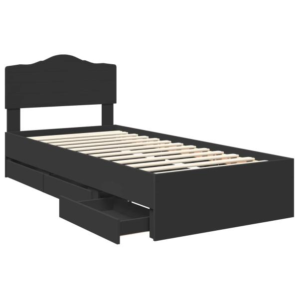 Bettrahmen mit Schubladen Schwarz 90 x 190 cm Ingenieurs Holz