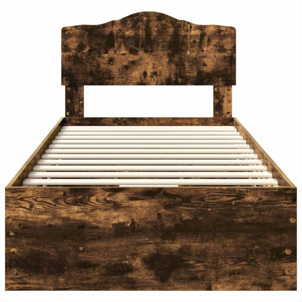 Bettrahmen Geräucherte Eiche 90 x 190 cm Ingenieurs Holz