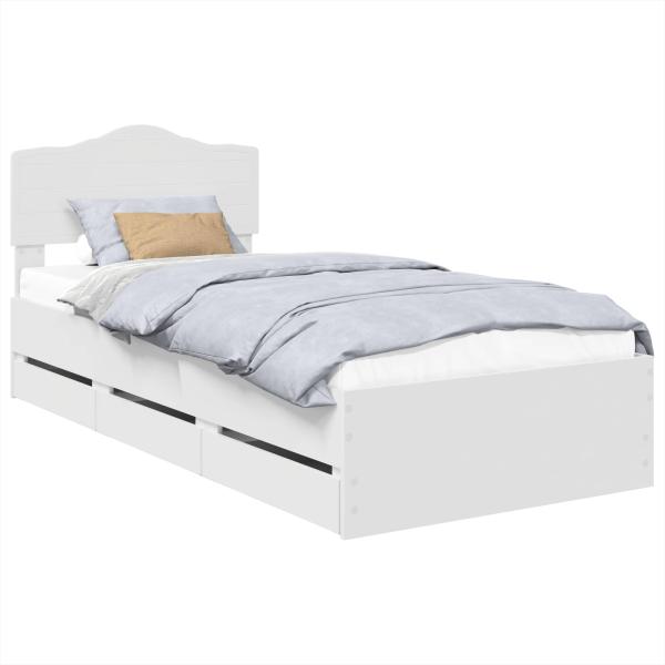 Bettrahmen mit Schubladen Weiß 90 x 200 cm Ingenieurs Holz