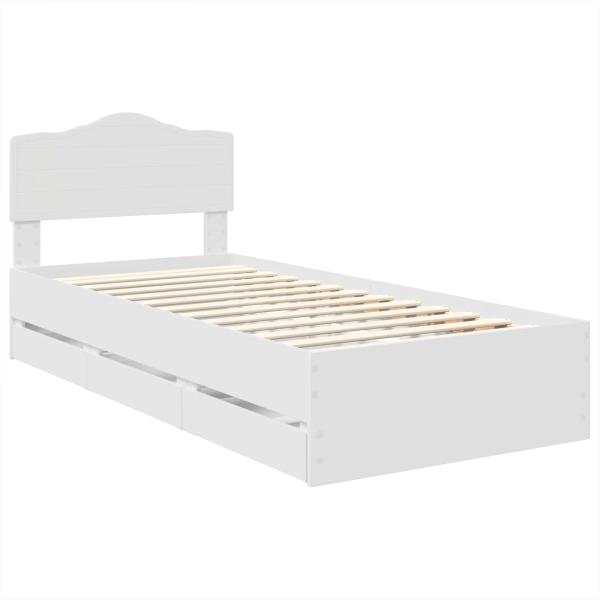 Bettrahmen mit Schubladen Weiß 90 x 200 cm Ingenieurs Holz