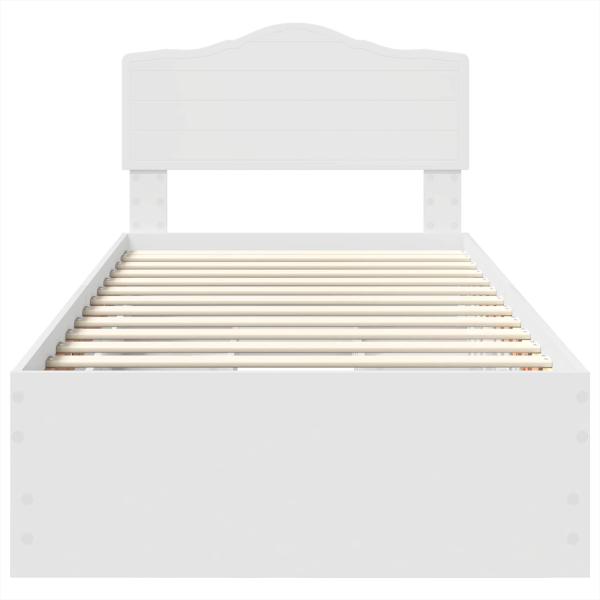 Bettrahmen mit Schubladen Weiß 90 x 200 cm Ingenieurs Holz