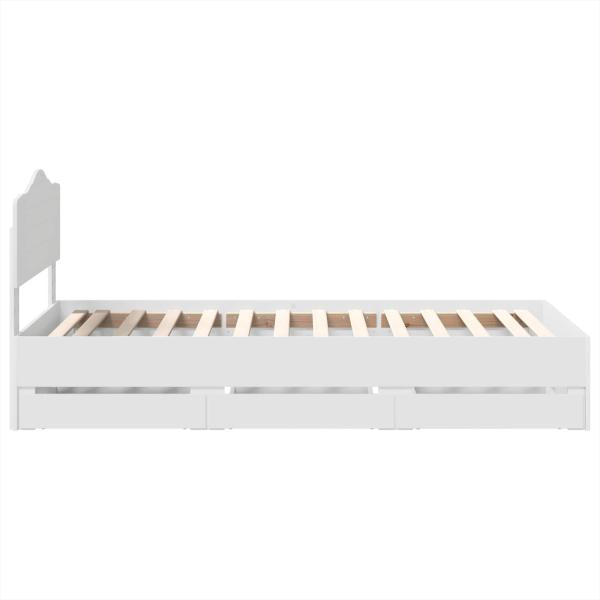 Bettrahmen mit Schubladen Weiß 75 x 190 cm Ingenieurs Holz