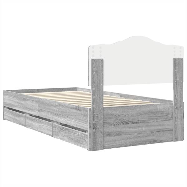 Bettrahmen Graues Sonoma 75 x 190 cm Ingenieurs Holz