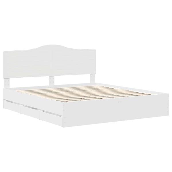 Bettrahmen mit Schubladen Weiß 200 x 200 cm Ingenieurs Holz