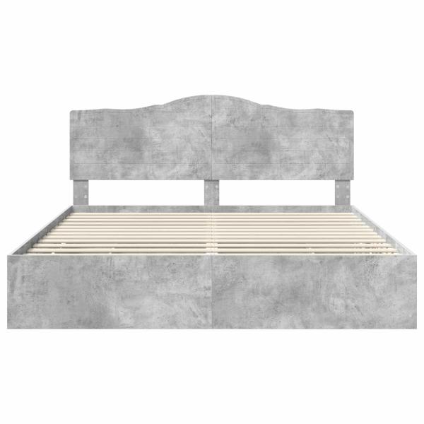 Bettrahmen mit Kopfteil Beton Grau 200 x 200 cm Ingenieurs Holz