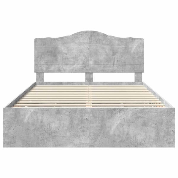 Bettrahmen mit Kopfteil Beton Grau 150 x 200 cm Ingenieurs Holz