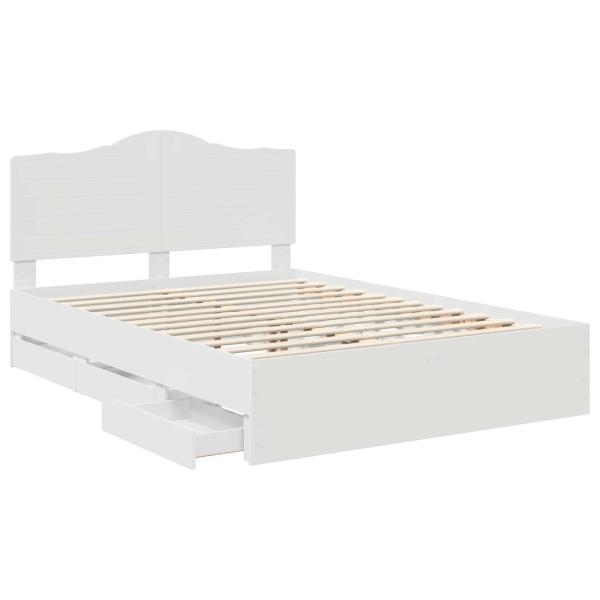 Bettrahmen mit Schubladen Weiß 140 x 190 cm Ingenieurs Holz
