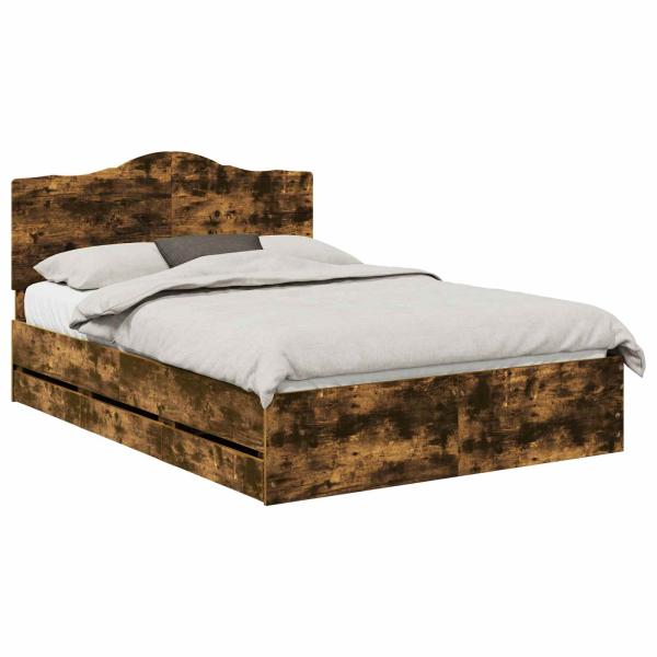 Bettrahmen Geräucherte Eiche 140 x 190 cm Ingenieurs Holz