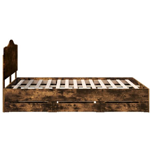 Bettrahmen Geräucherte Eiche 140 x 200 cm Ingenieurs Holz