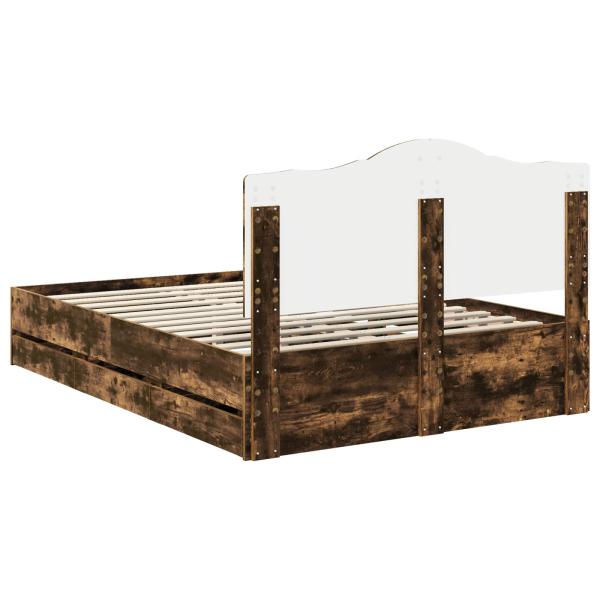 Bettrahmen Geräucherte Eiche 140 x 200 cm Ingenieurs Holz