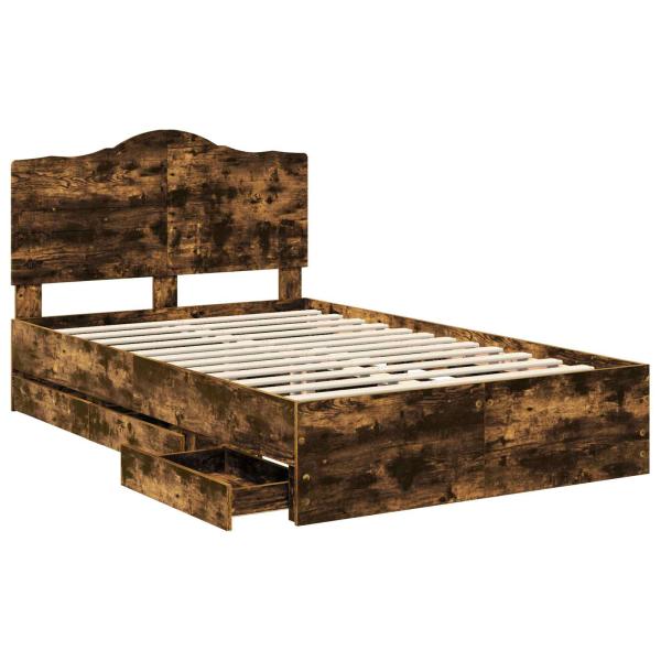 Bettrahmen Geräucherte Eiche 135 x 190 cm Ingenieurs Holz