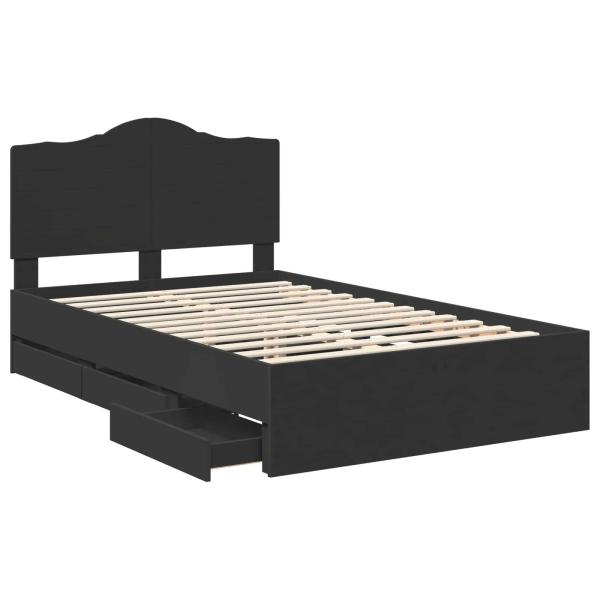 Bettrahmen mit Schubladen Schwarz 120 x 200 cm Ingenieurs Holz