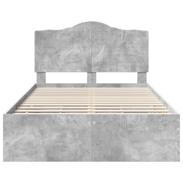 Bettrahmen mit Kopfteil Beton Grau 120 x 200 cm Ingenieurs Holz